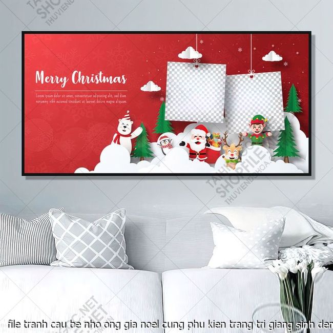 tranh cong giao file tranh cau be nho ong gia noel cung phu kien trang tri giang sinh